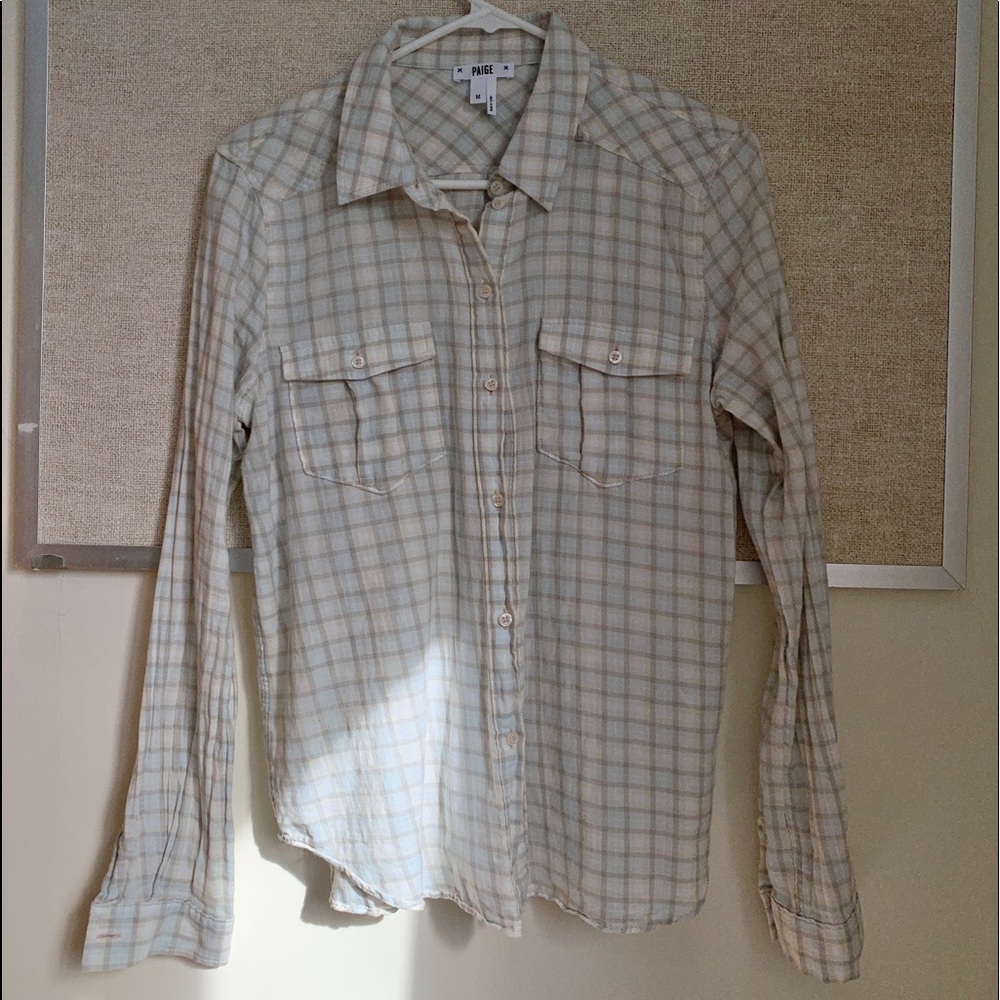 PAIGE pastel button down flannel M